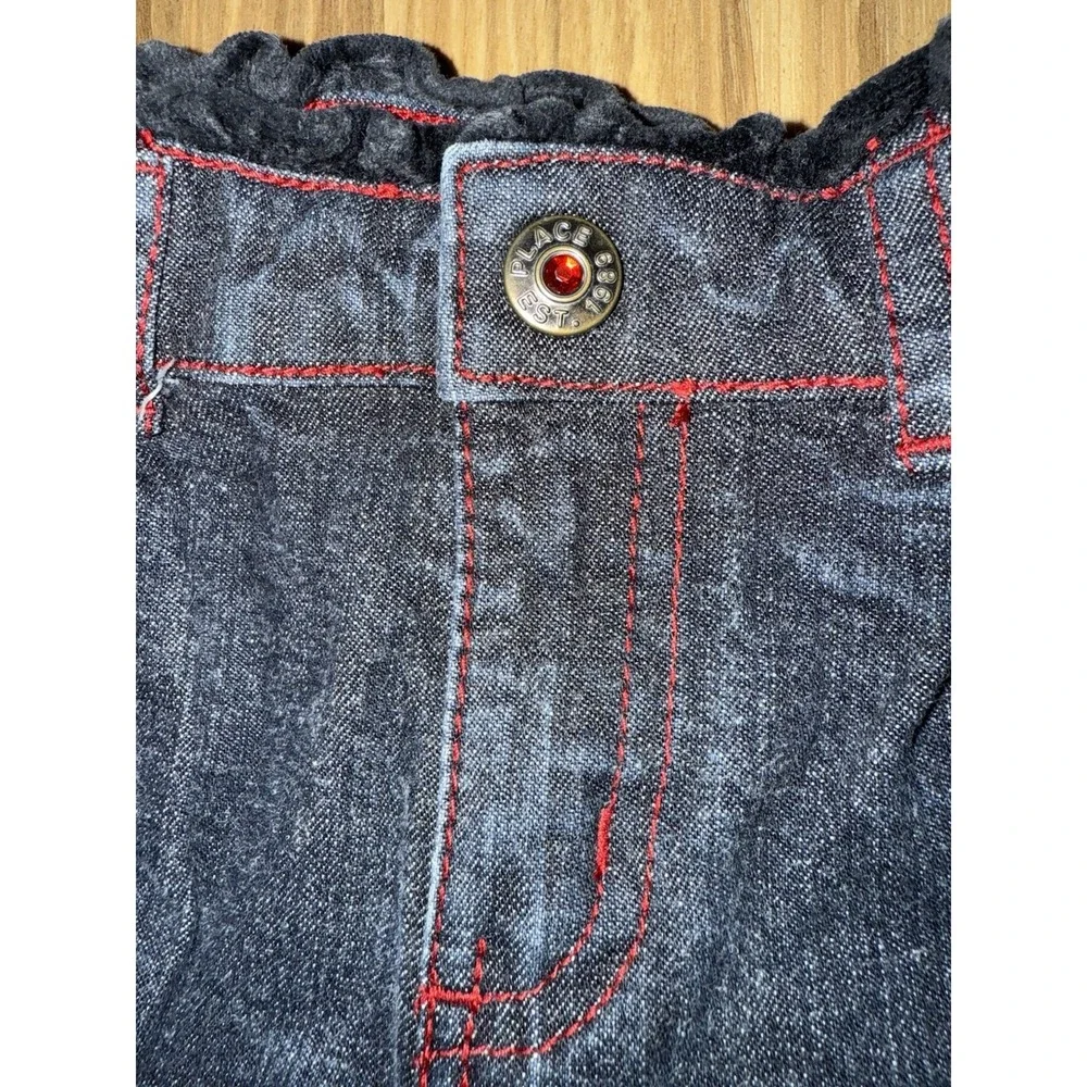 The‎ Children's Place TCP Girls 3T Denim Flared Jeans Red Plaid EUC Y2K